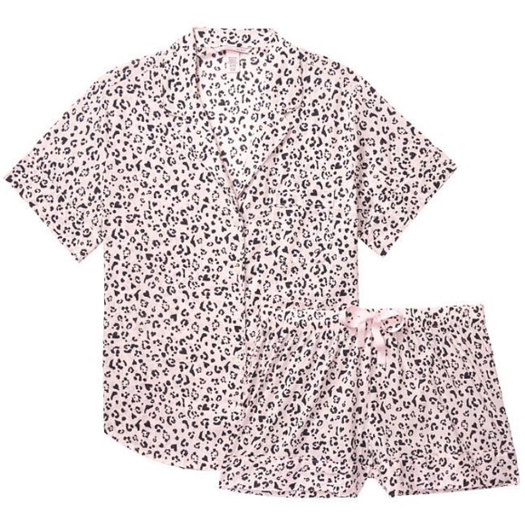 NWT Victoria’s Secret Pink Cheetah Cotton Short Pajamas Set - Picture 4 of 5